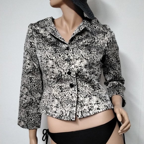 NEW Isaac Mizrahi for Target black Gold blazer Size M Medium Crop Dress Career 9 - Picture 2 of 16